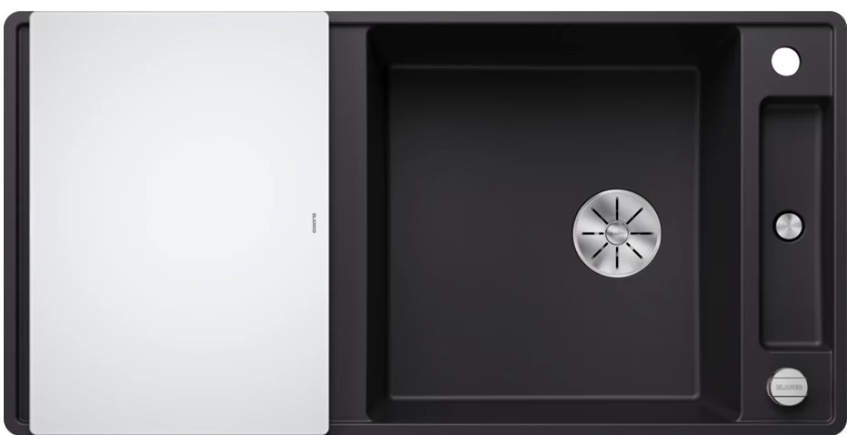 Silgranitinė plautuvė AXIA III XL 6 S-F SILG PDUR Juoda Z.GL InFino M.AF su stikline lentele