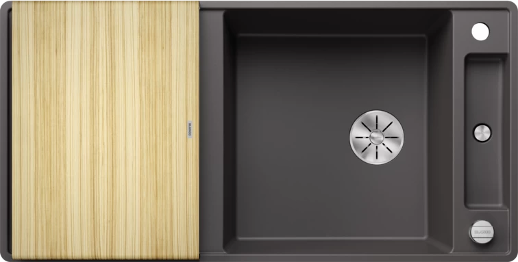 Silgranitinė plautuvė AXIA III XL 6 S-F SILG PDUR Pilka Z.ES InFino M.AF su medine lentele