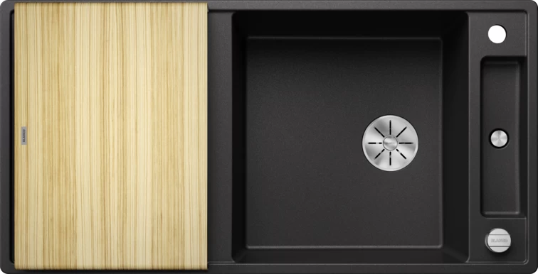 Silgranitinė plautuvė AXIA III XL 6 S SILG PDUR Antracitas Z.ES InFino M.AF su medine lentele