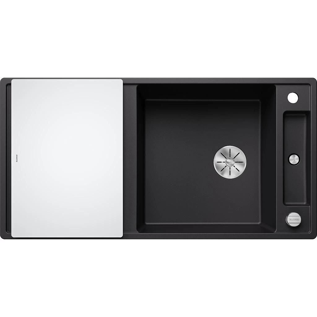 Silgranitinė plautuvė AXIA III XL 6 S SILG PDUR Juoda Z.GL InFino M.AF su stikline lentele