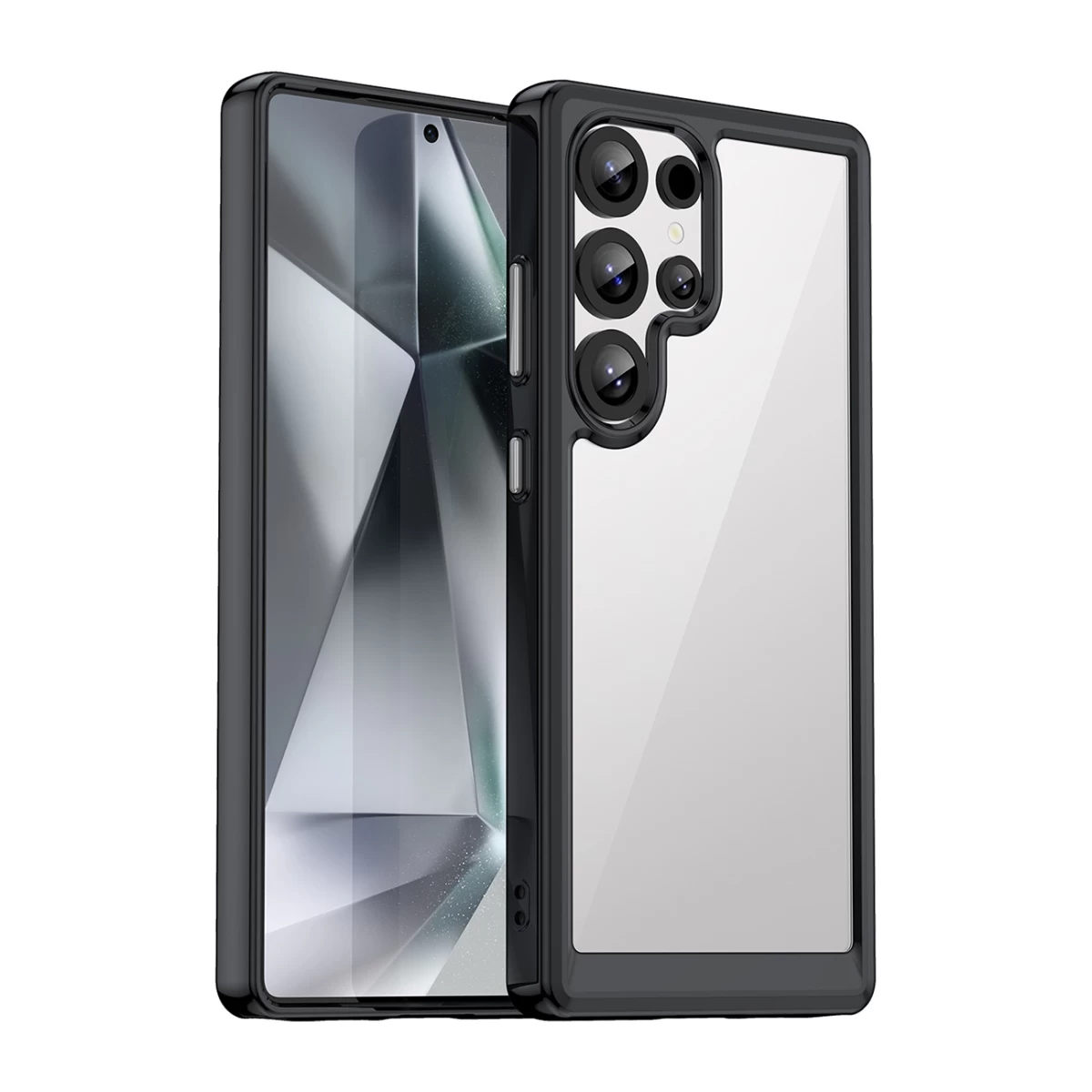 Silikoninė įmautė Su Geliniu Rėmeliu, Skirta samsung Galaxy S25 Ultra Outer Space Case - Juoda
