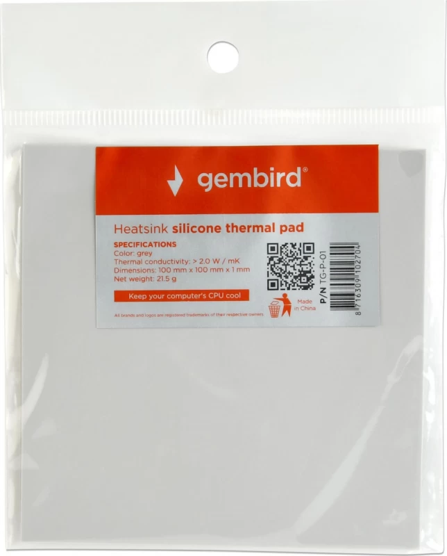 Silikoninė šiluminė Pagalvėlė, Skirta Integruoti Su Radiatoriais Gembird Tg-p-01