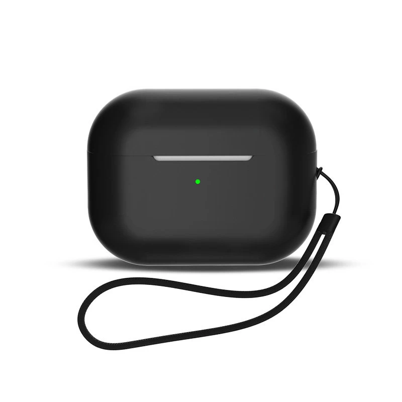 Silikoninis Dėklas airpods 1 / 2 + Riešo Dirželis, Juodas