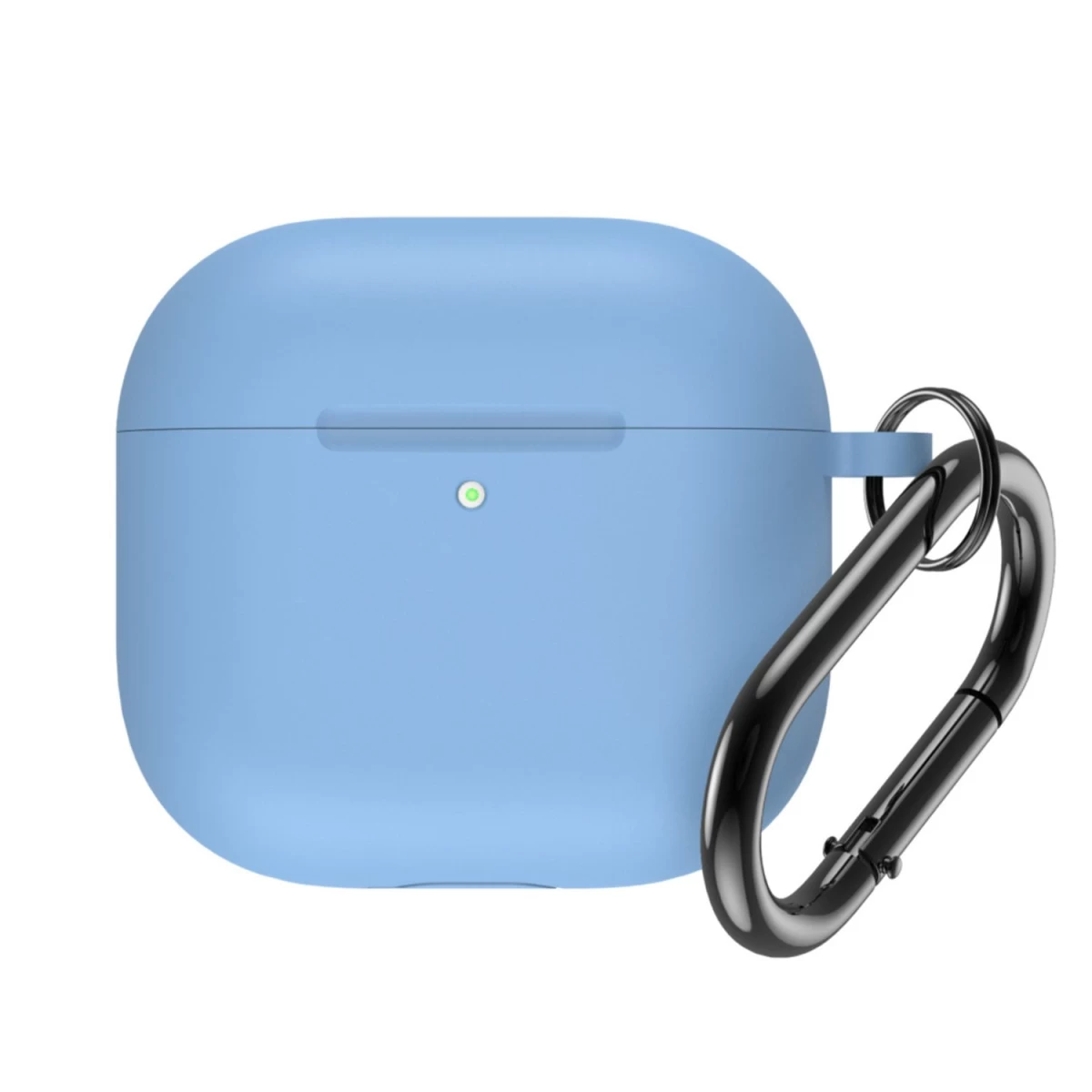 Silikoninis Dėklas airpods 4 Su Karabinu - šviesiai Mėlynas