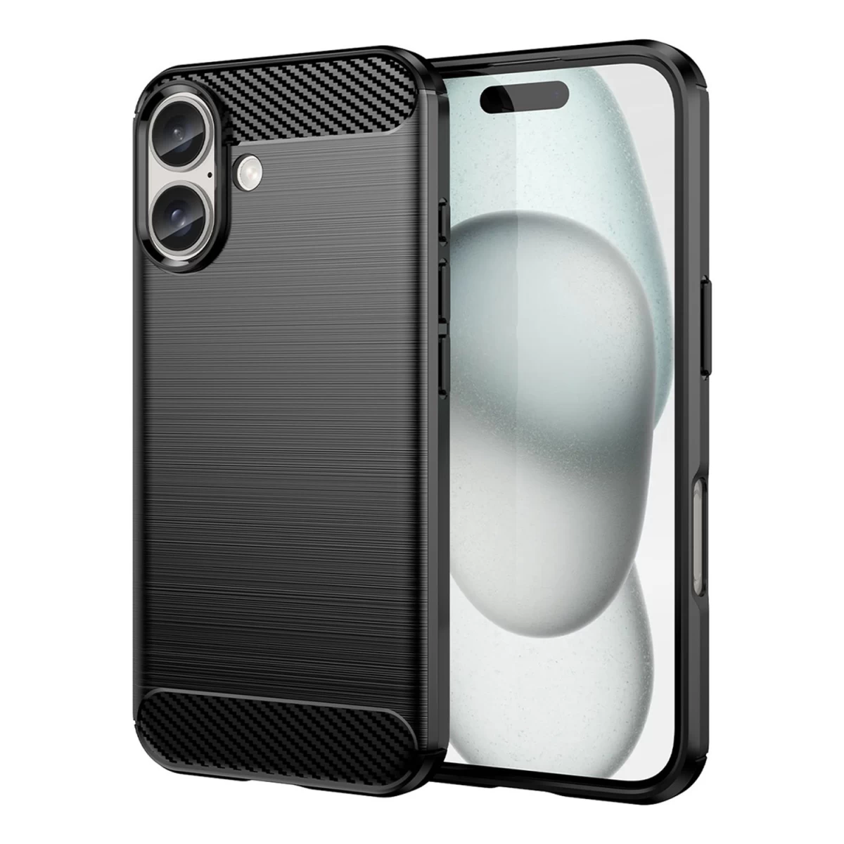 Silikoninis iphone 16 Plus Korpusas Iš Anglies Dioksido - Juodas