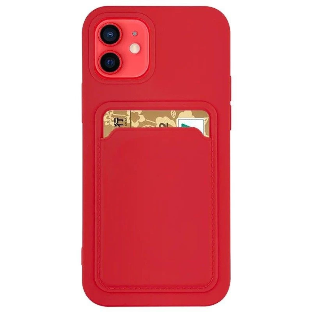 Silikoninis Kortelių Dėklas Piniginė Su Kišenėle Iphone 12 Pro Red
