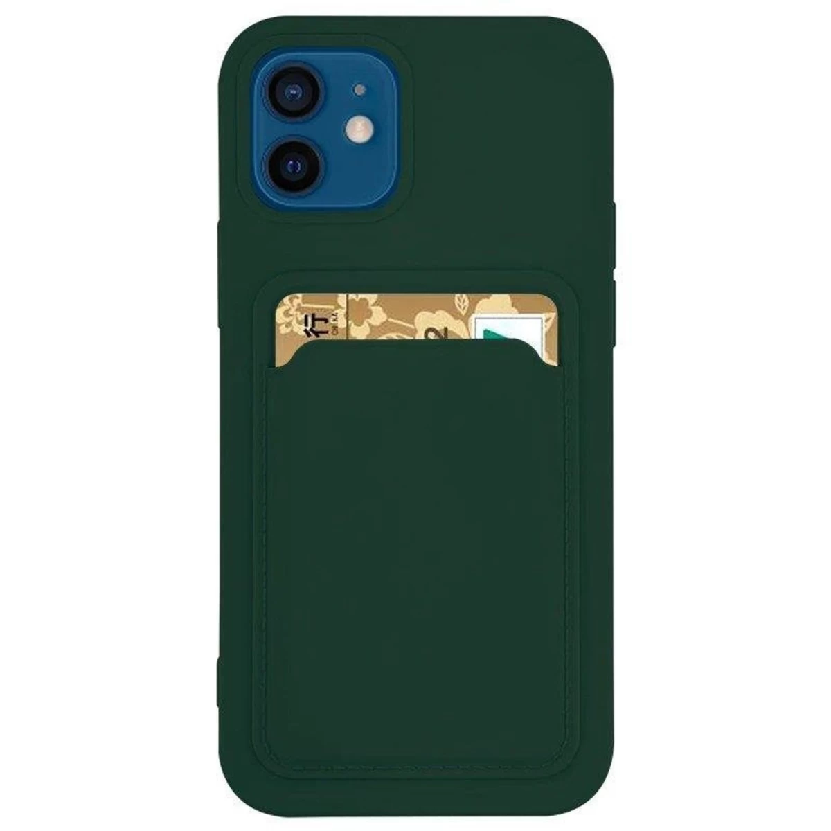 Silikoninis Kortelių Dėklas Piniginė Su Kortelių Kišenėle, Skirtas samsung Galaxy A22 4g, Tamsiai žalias Silikoninis Kortelių Dėklas Piniginė Su Kortelių Kišenėle, Skirtas samsung Galaxy A22 4g, Tamsiai žalias
