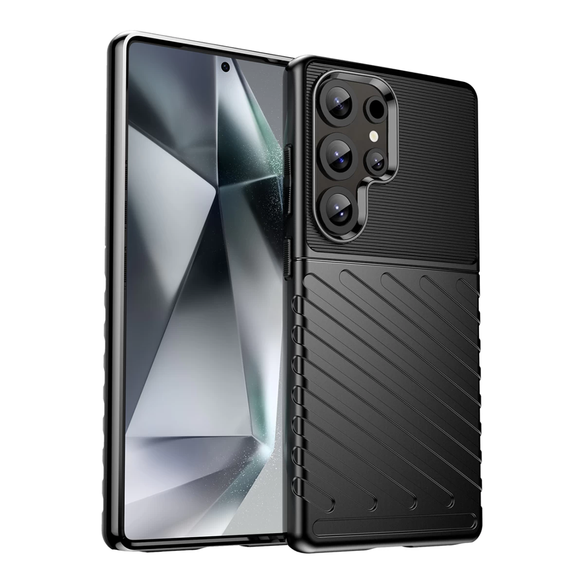 Silikoninis šarvuotas Dėklas samsung Galaxy S25 Ultra Thunder Case - Juodas