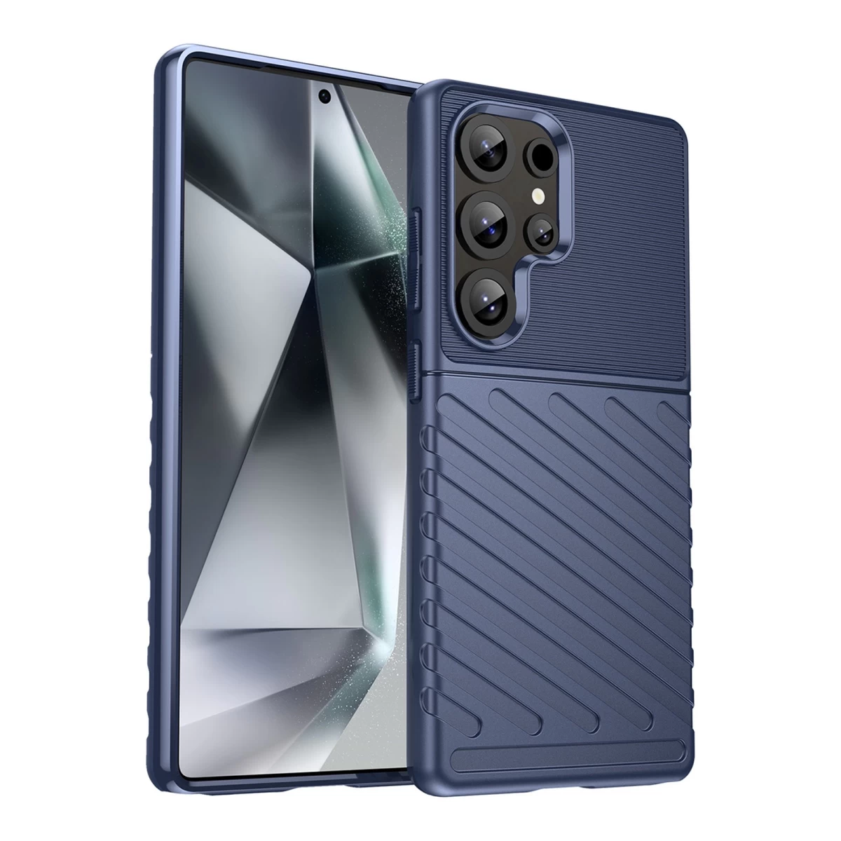 Silikoninis šarvuotas Dėklas samsung Galaxy S25 Ultra Thunder Case - Mėlynas