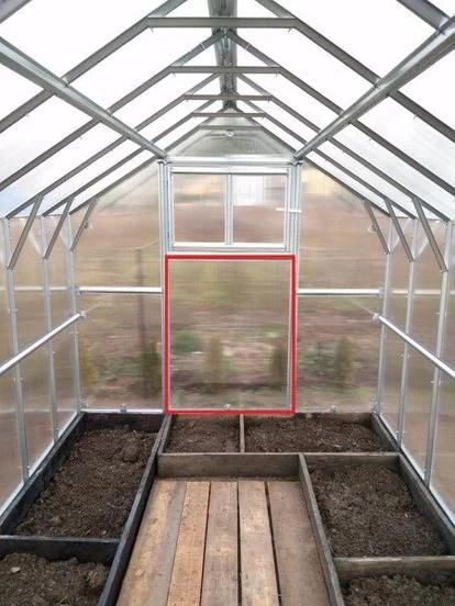 Šiltnamio KLASIKA BERNARD papildomos durys gale be dangos (dangos reikia 1,05x2 m)