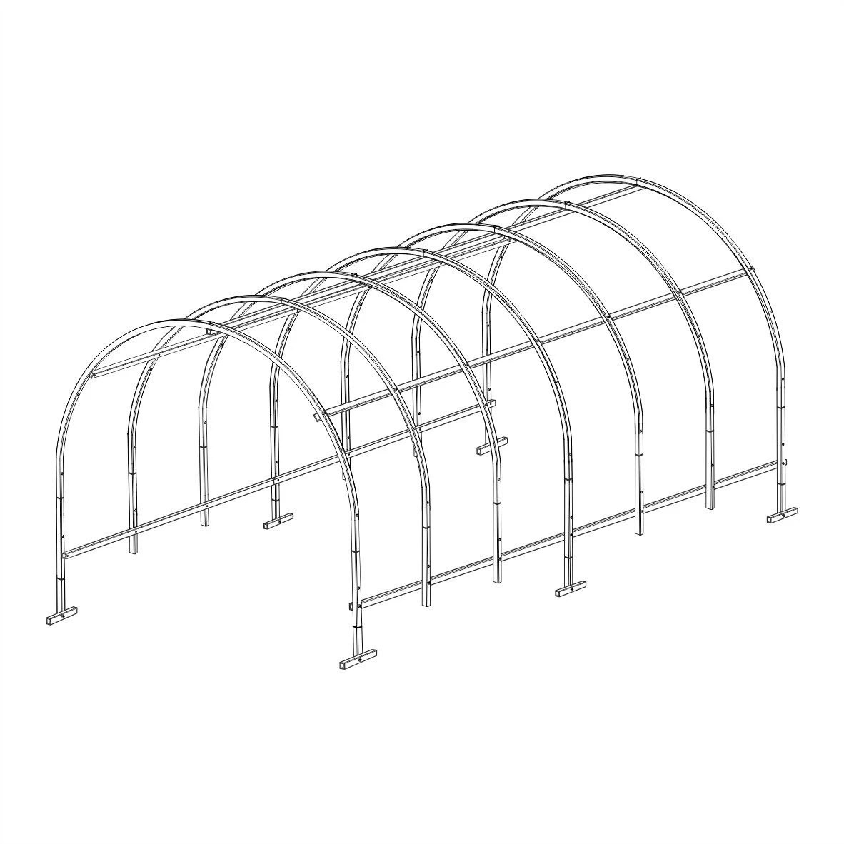 Šiltnamio KLASIKA EASY 2 metrų prailginimas, be priekio ir galo, su 4mm danga