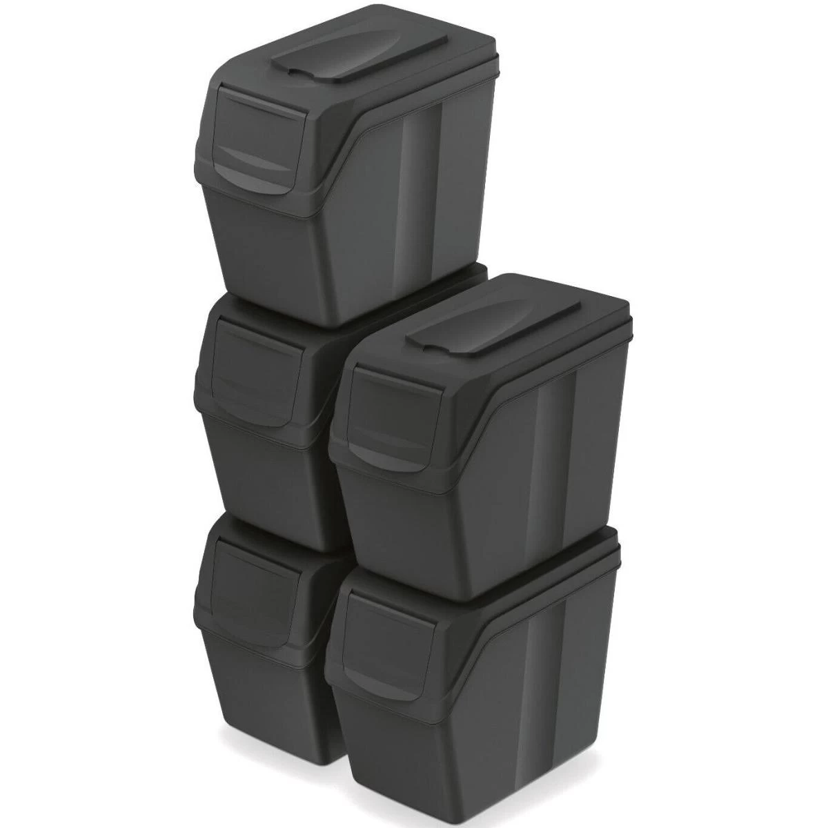 šiukšliadėžė 20 L Sortibox Rinkinys5 Vnt. Black - Galas