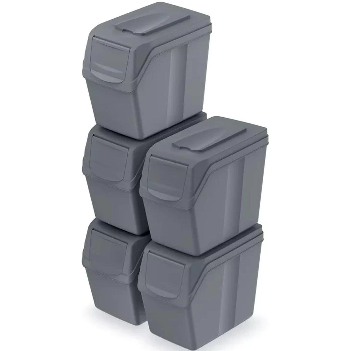 šiukšliadėžė 20 L Sortibox Rinkinys5 Vnt. Pilkas Akmuo - Galas