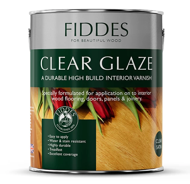 „Fiddes® Clear Glaze“- tvirta aukščiausios kokybės medienos glazūra vidaus darbams (kaip lakas) 2,5l