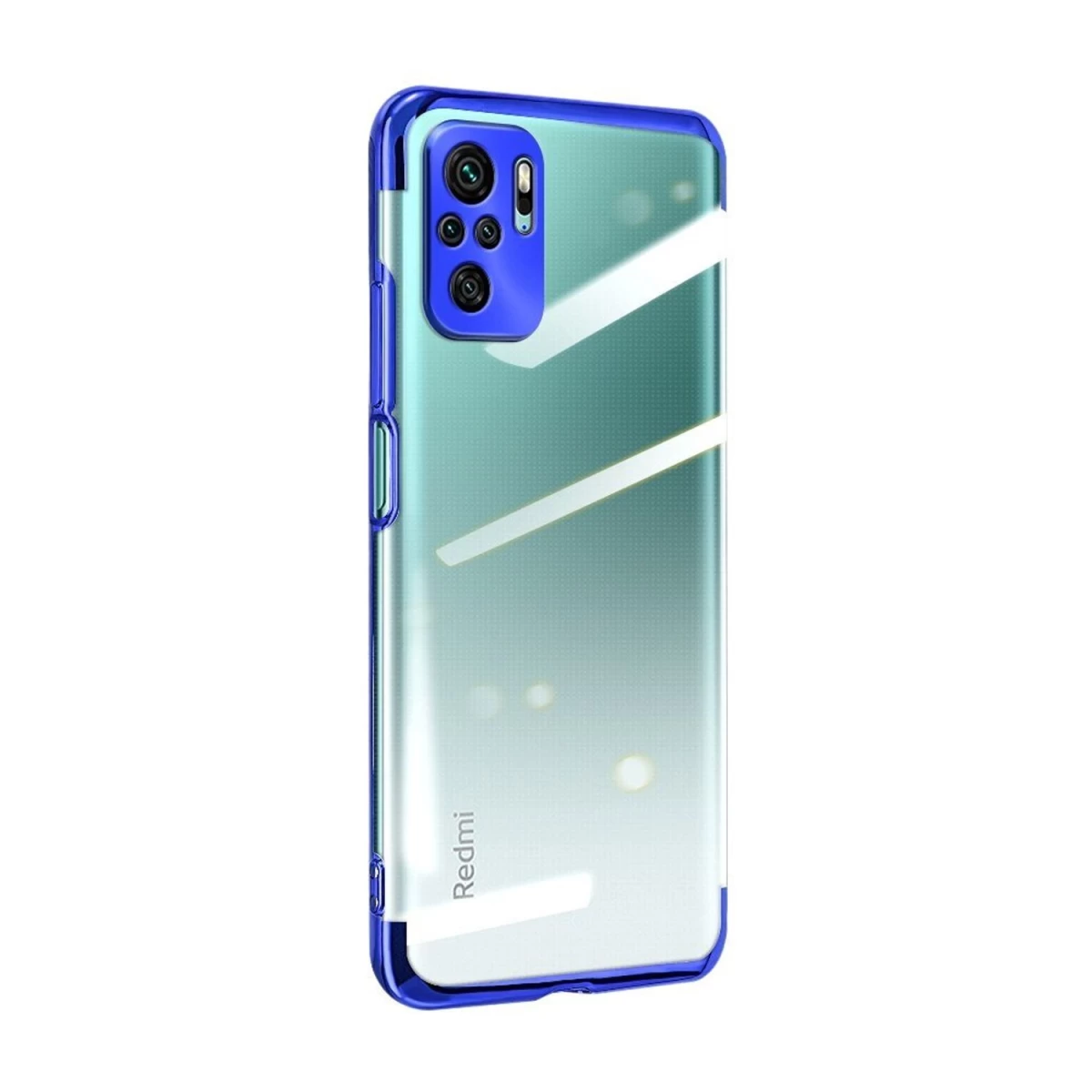 Skaidrios Spalvos Gelinis Dėklas Su Metaliniu Apvadu Xiaomi Redmi Note 10 5g / Poco M3 Pro Blue