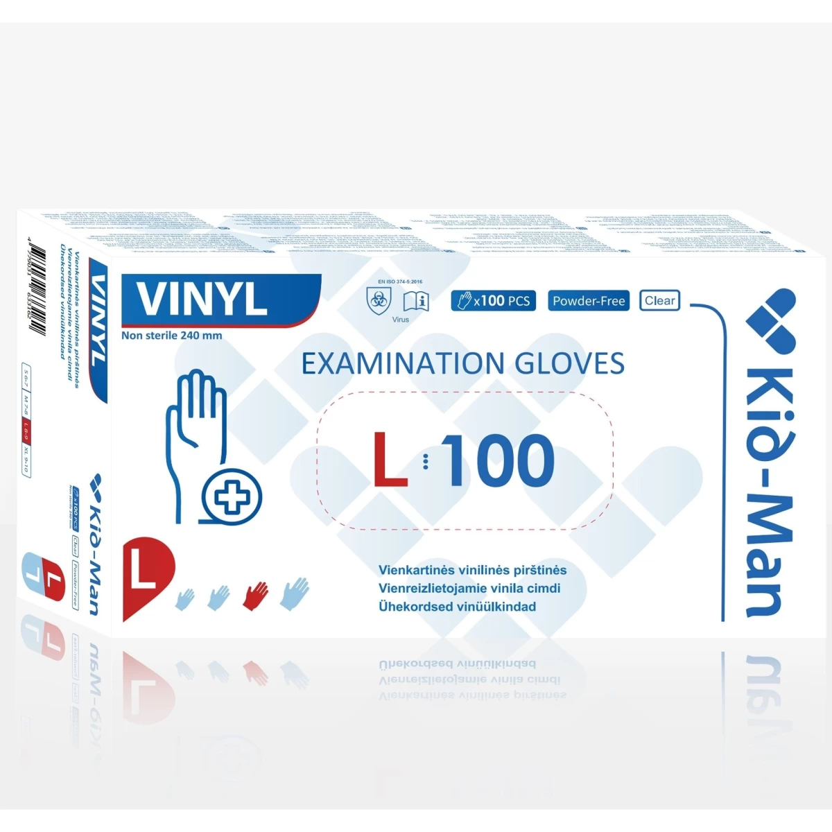 Skaidrios vienkartinės pirštinės Kid-Man vinilas L