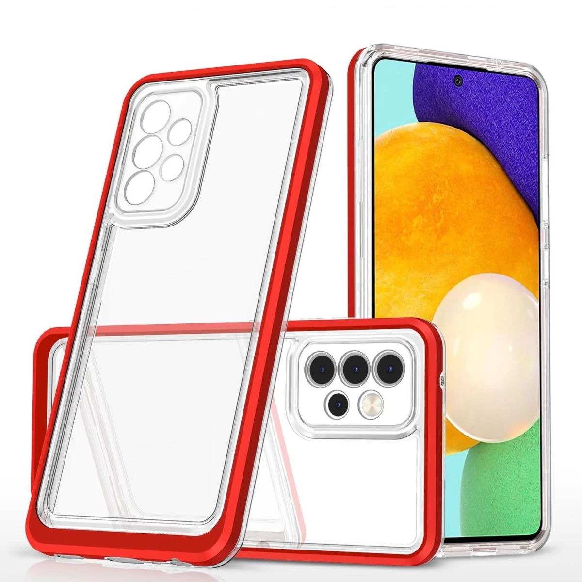 Skaidrus 3 In 1 Dėklas Samsung Galaxy A13 5g Frame Gel Cover Red