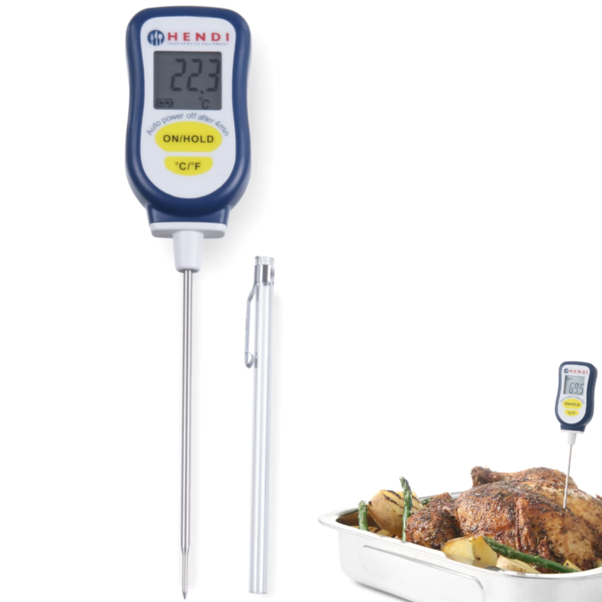 Skaitmeninis Gastronominis Termometras Su 130 Mm Zondu Nuo -50c Iki 350c - Hendi 271230