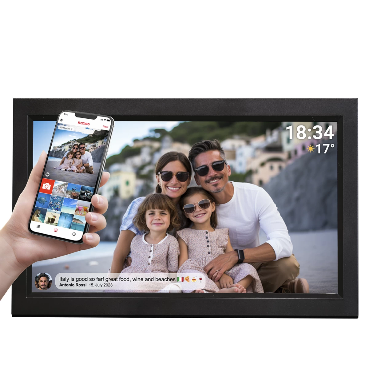 Skaitmeninis Nuotraukų Rėmelis 15,6&#039;&#039; 16gb Microsd Wifi Frameo Pff-1503b - Juodas