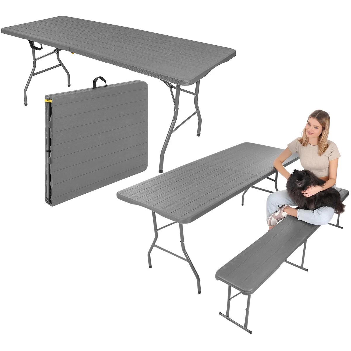 Sklendžiamas Stalas Dėžutėje 180x74cm Max.100kg Woodland Deck Dark Grey