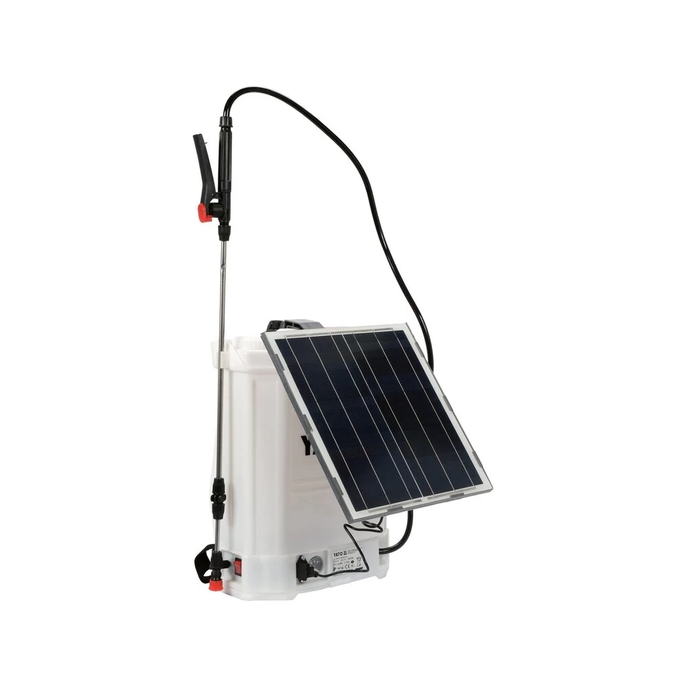 Slėginis purkštuvas su bakeliu ir saulės panele 16l 12V 8000mAh
