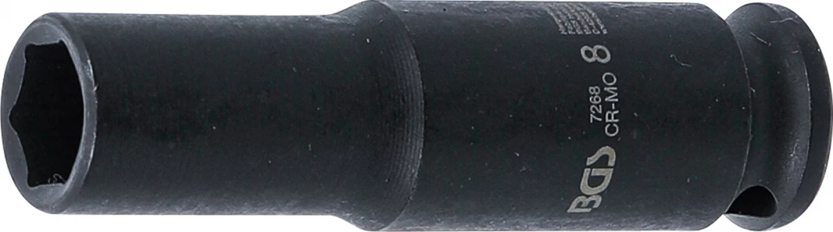 Smūginė galvutė ilga | šešiakampė | 6,3 mm (1/4) | 8 mm (7268)