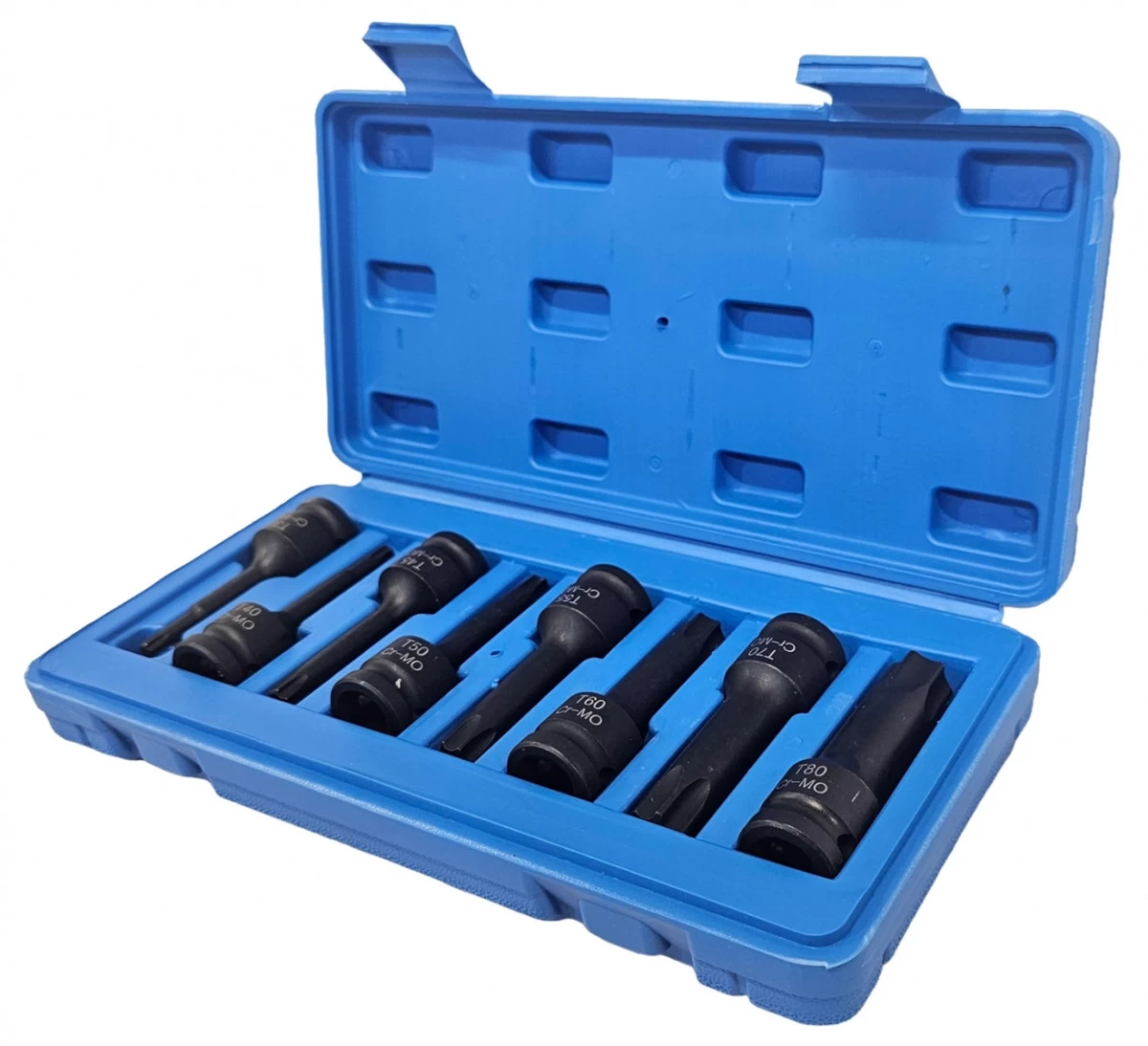 Smūginiai antgaliai | 12,5 mm (1/2) | T-Star (Torx) T30 - T80 | 8 vnt (S1101)