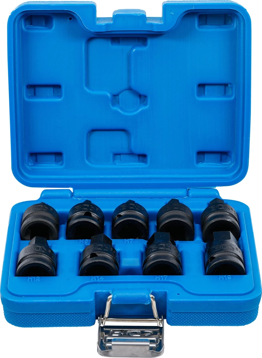 Smūginių antgalių rinkinys | 12,5 mm (1/2) | hex šešiakampis 5 - 19 mm | 9 vnt. (5485) Smūginių antgalių rinkinys | 12,5 mm (1/2) | hex šešiakampis 5 - 19 mm | 9 vnt. (5485)