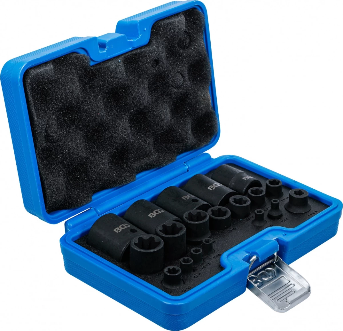 Smūginių galvučių rinkinys | E-Type Plus | 6,3 mm (1/4), 10 mm (3/8), 12,5 mm (1/2) | EP4 - EP32 | 19 vnt. (74554)