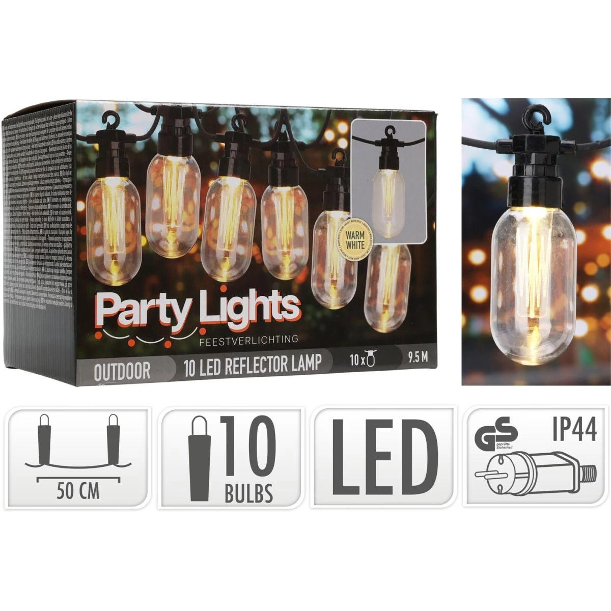 Sodo Girlianda šalis šviesa 10led Edison