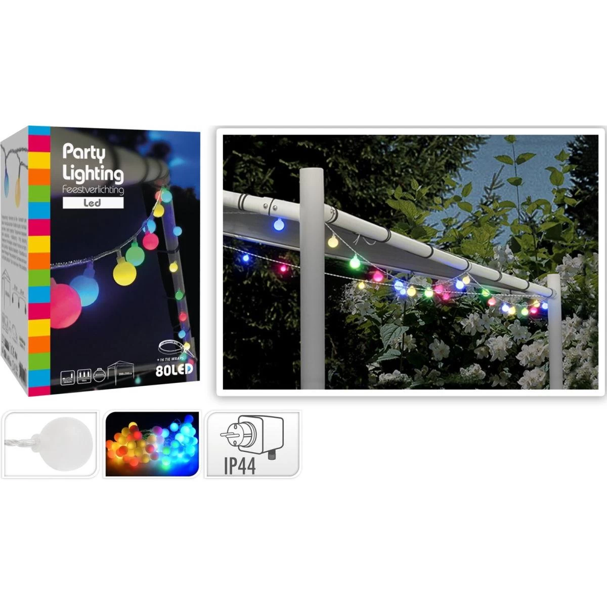 Sodo Girlianda šalis šviesa 80led Daugiaspalvė