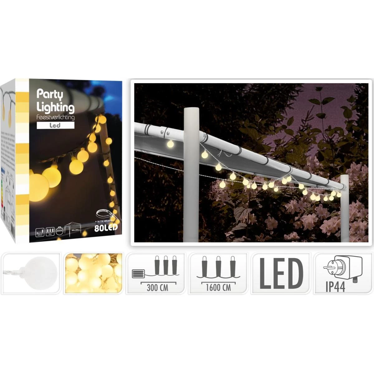 Sodo Girlianda šalis šviesa 80led šiltai Balta