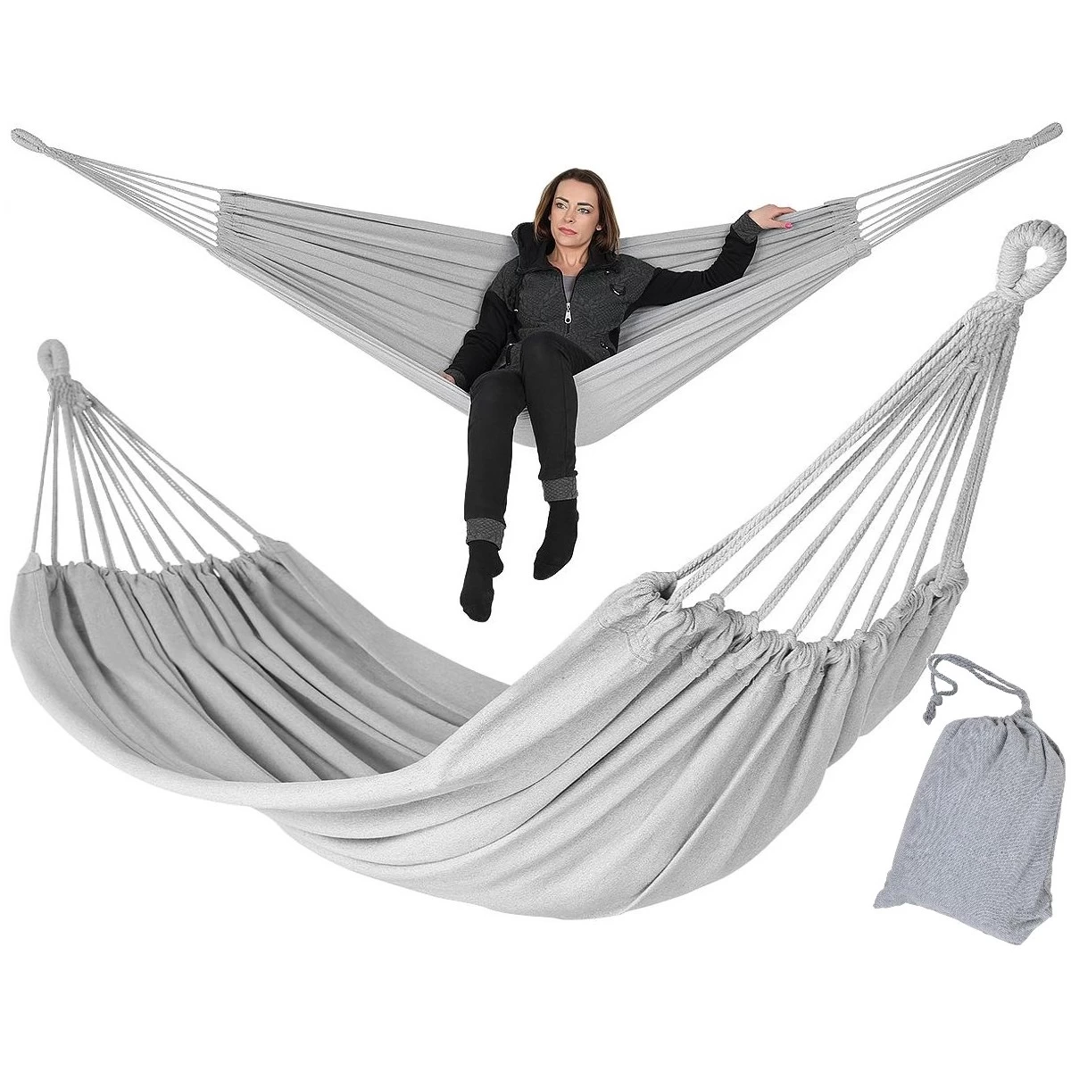 Sodo Hamakas 2 Asmenims 200x150cm Su Dangčiu Pilka 1039053