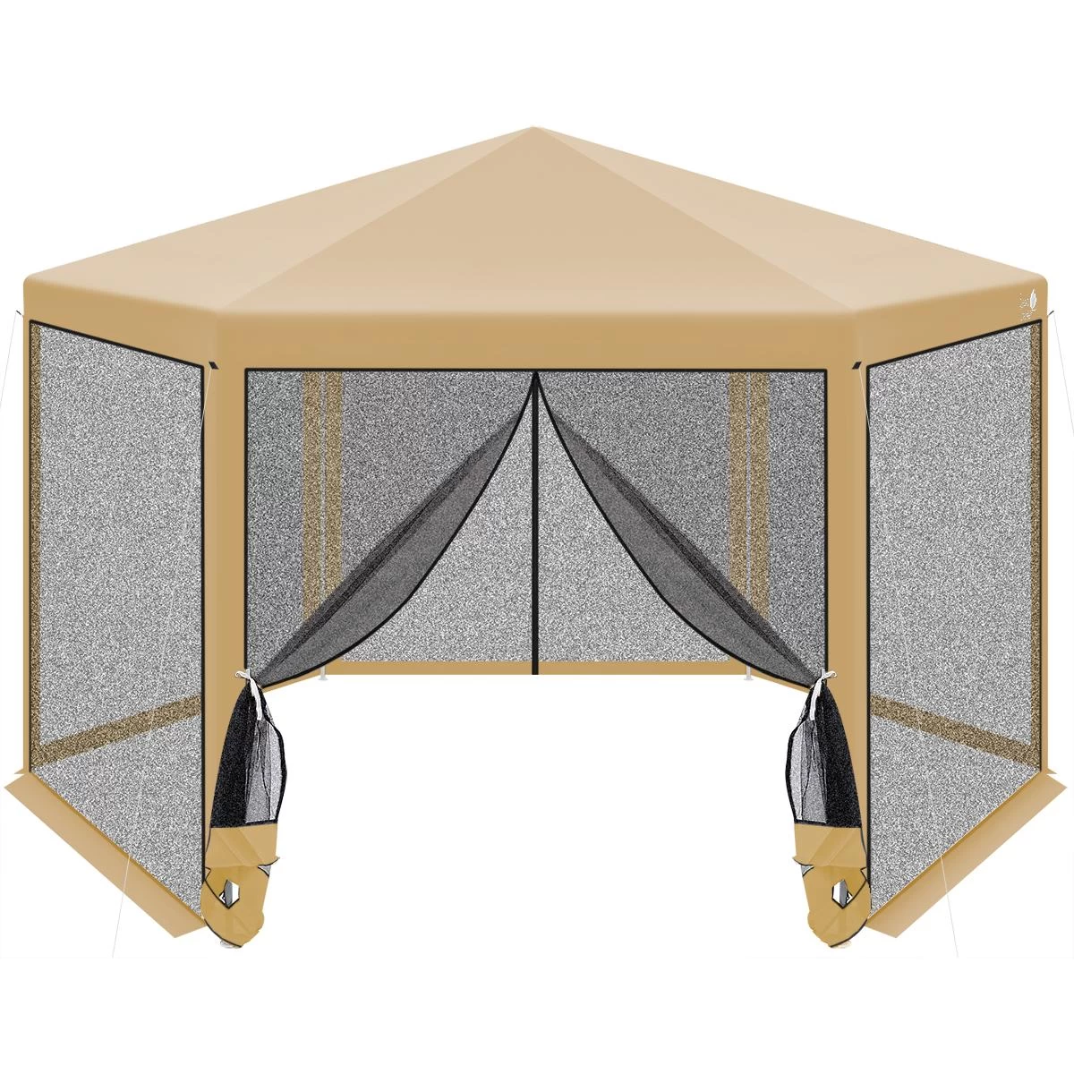 Sodo Paviljonas 2x2x2x2,5m Su Tinkleliu Nuo Uodų, Smėlio Spalvos Sodo Paviljonas 2x2x2x2,5m Su Tinkleliu Nuo Uodų, Smėlio Spalvos