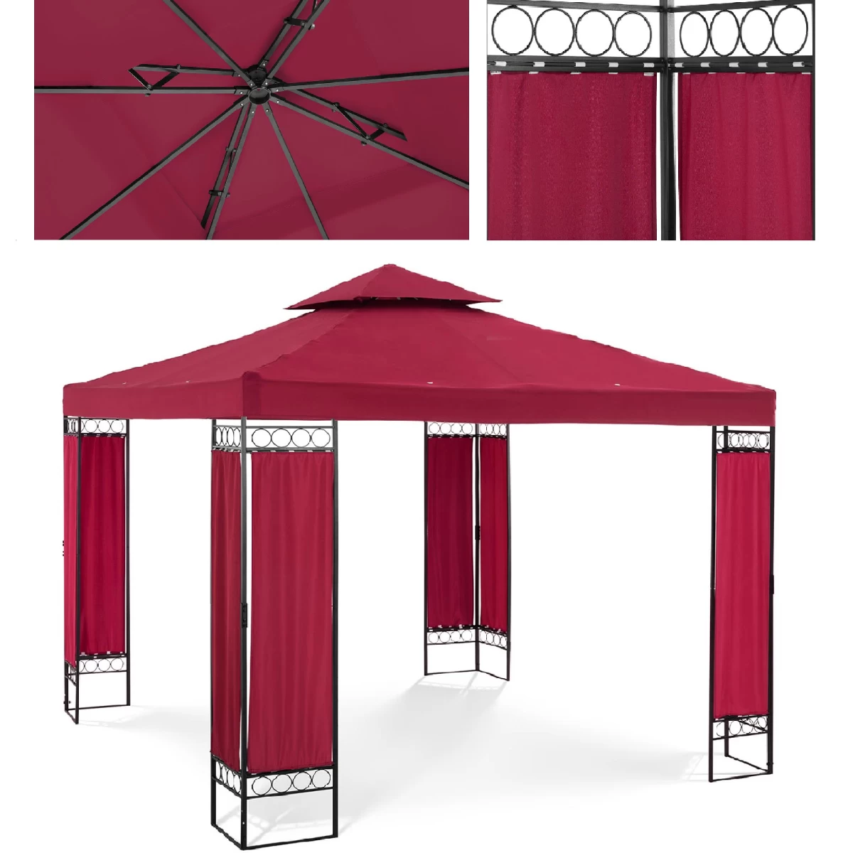 Sodo Paviljonas Pavėsinė Sulankstoma Palapinė 3 X 3 X 2,6 M Raudonas Vynas