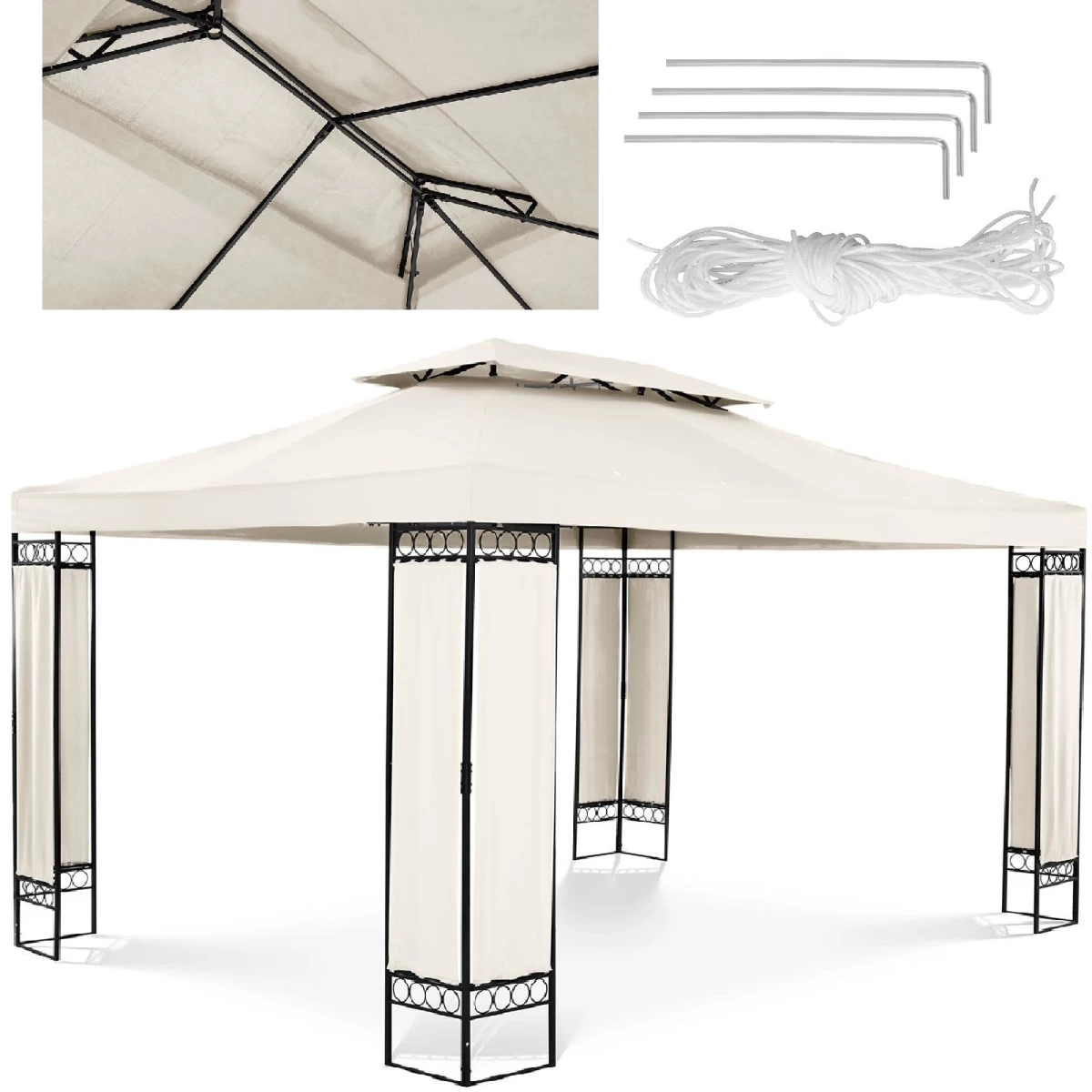 Sodo Paviljonas Pavėsinė Sulankstoma Palapinė 3 X 4 X 2,6 M Kreminė