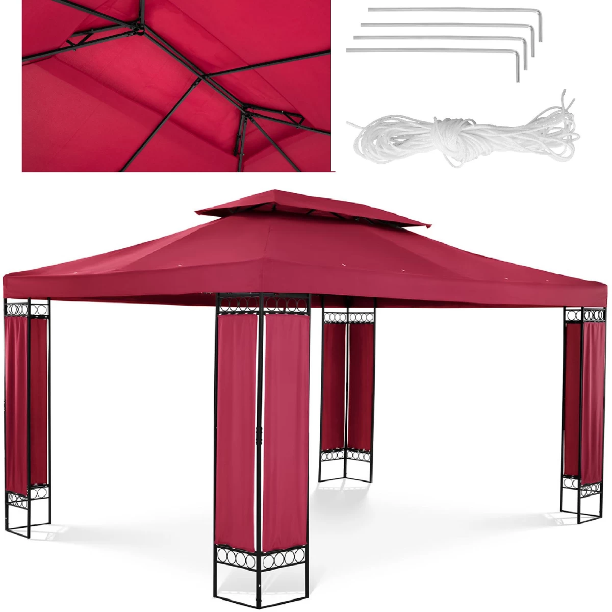 Sodo Paviljonas Pavėsinė Sulankstoma Palapinė 3 X 4 X 2,6 M Raudonas Vynas