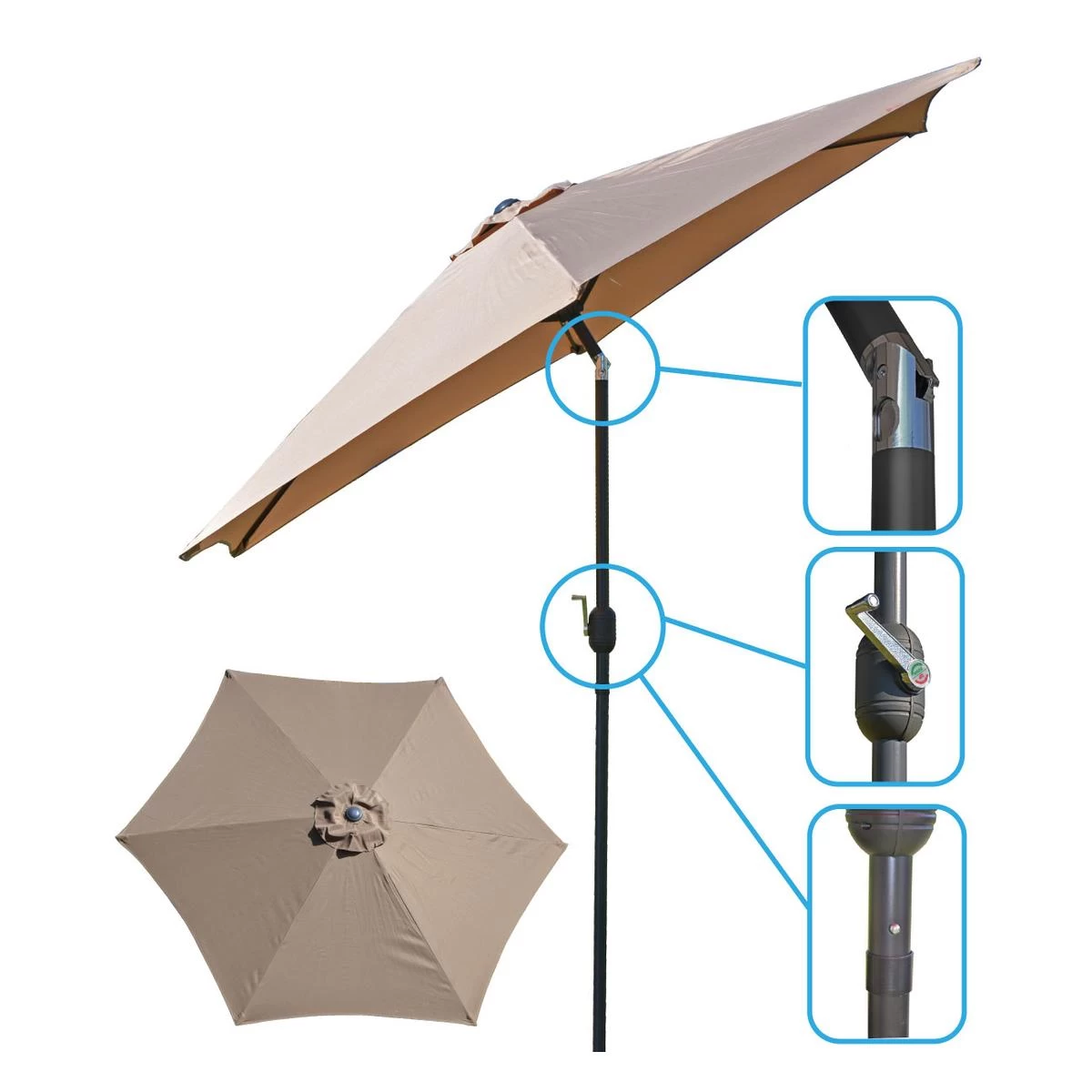 Sodo Skėtis 300 Cm Sulankstomas Smėlio Spalvos