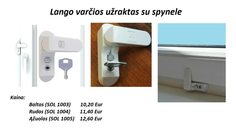 Lango varčios užraktas su spynele