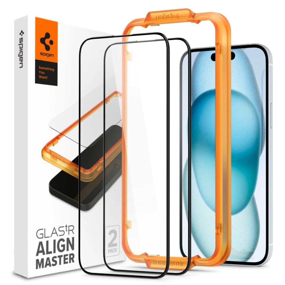 Spigen Alm Glass Fc Grūdintas Stiklas Iphone 15 - Juodas 2 Vnt.