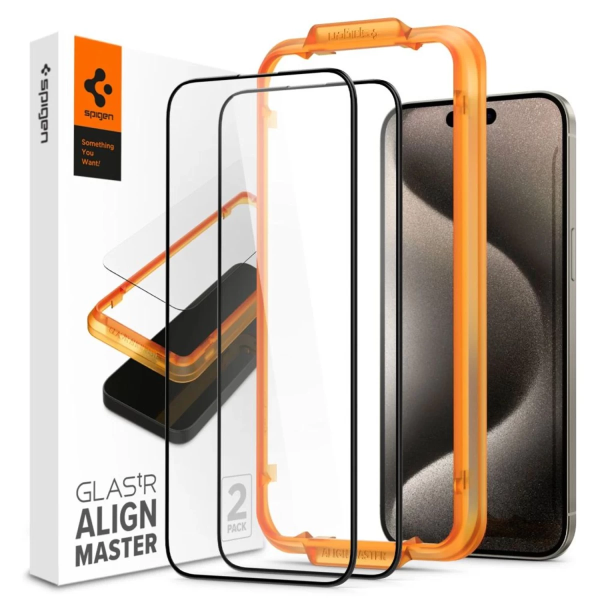Spigen Alm Glass Fc Grūdintas Stiklas Iphone 15 Pro Max - Juodas 2 Vnt.