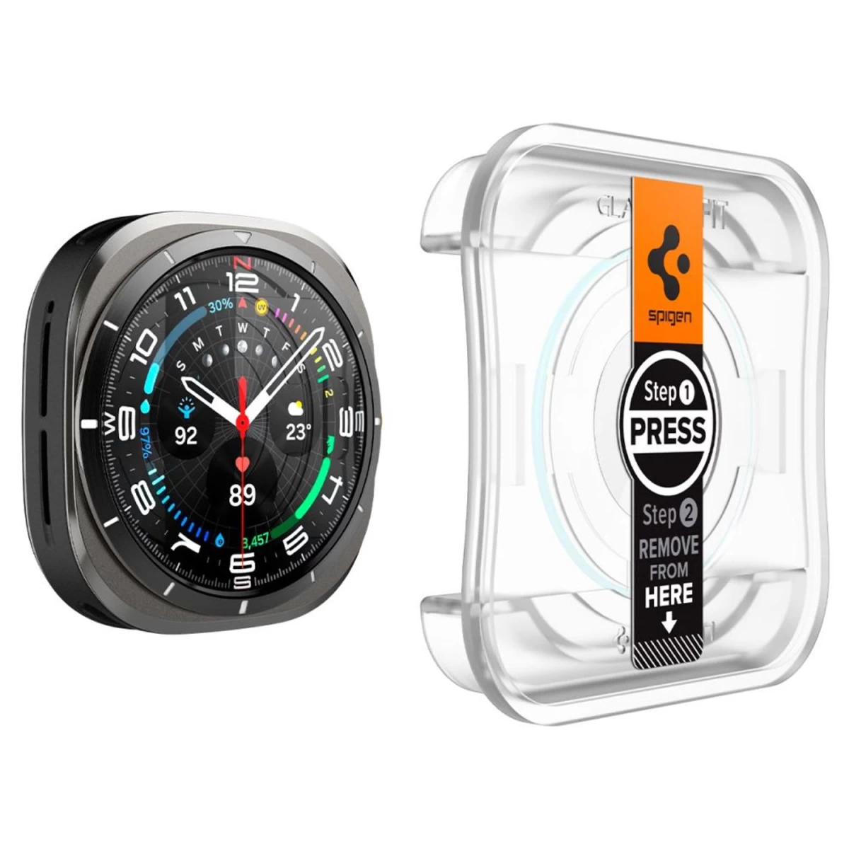 Spigen Glas.tr Ez Fit Grūdintas Stiklas samsung Galaxy Watch Ultra (47 Mm) - Skaidrus (2 Vnt.) Spigen Glas.tr Ez Fit Grūdintas Stiklas samsung Galaxy Watch Ultra (47 Mm) - Skaidrus (2 Vnt.)