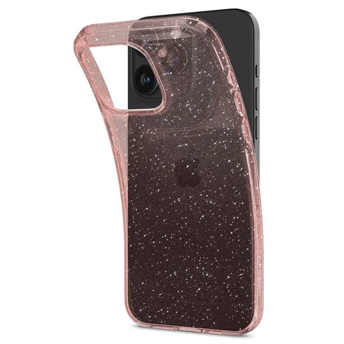 spigen Liquid Crystal Glitter Dėklas iphone 15 Pro Max - Rausvas, Skaidrus
