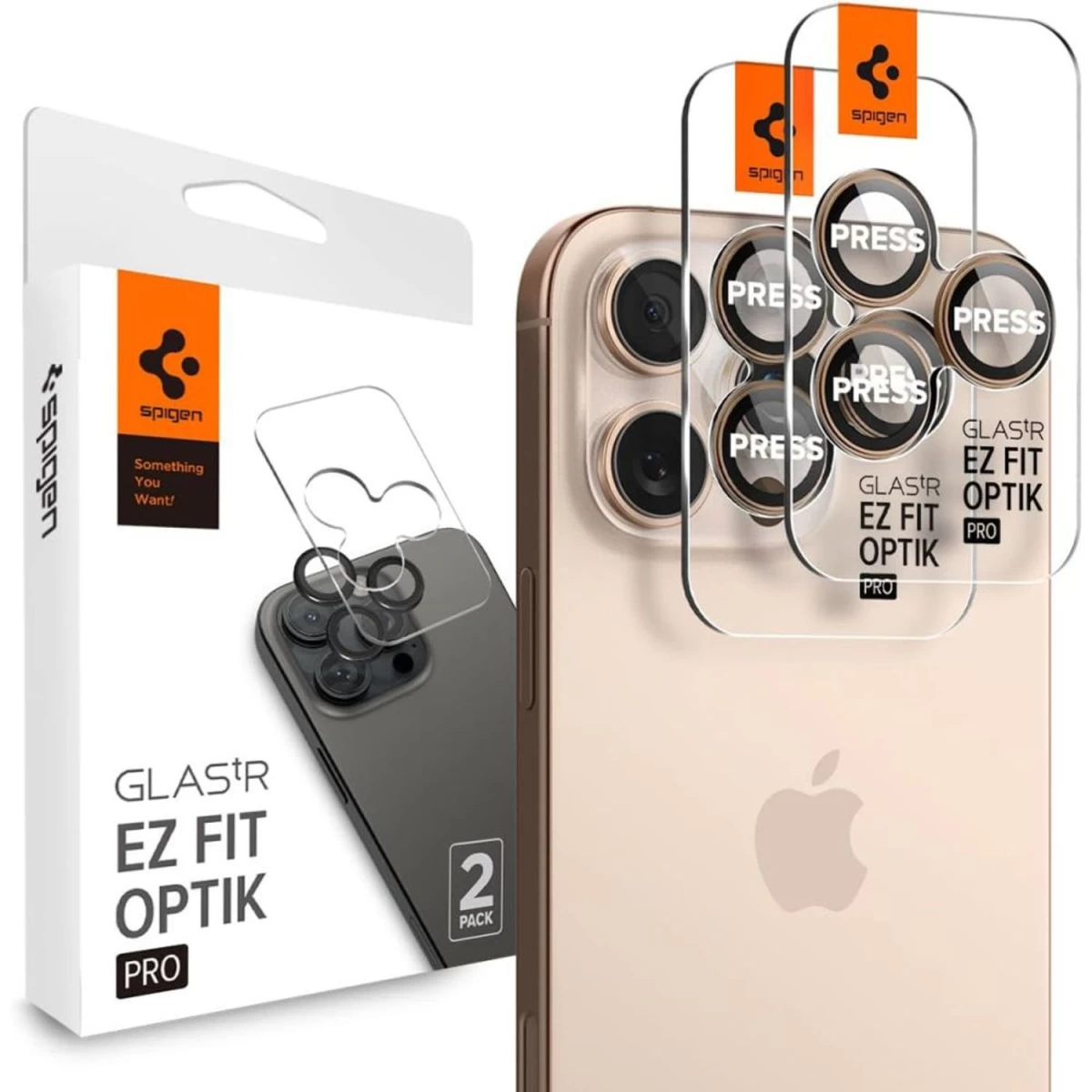 Spigen Optik Pro Glas.tr ez Fit Kameros Apsauga 2 Paketai, Skirta Iphone 16 Pro / Pro Max - Ruda Spigen Optik Pro Glas.tr ez Fit Kameros Apsauga 2 Paketai, Skirta Iphone 16 Pro / Pro Max - Ruda