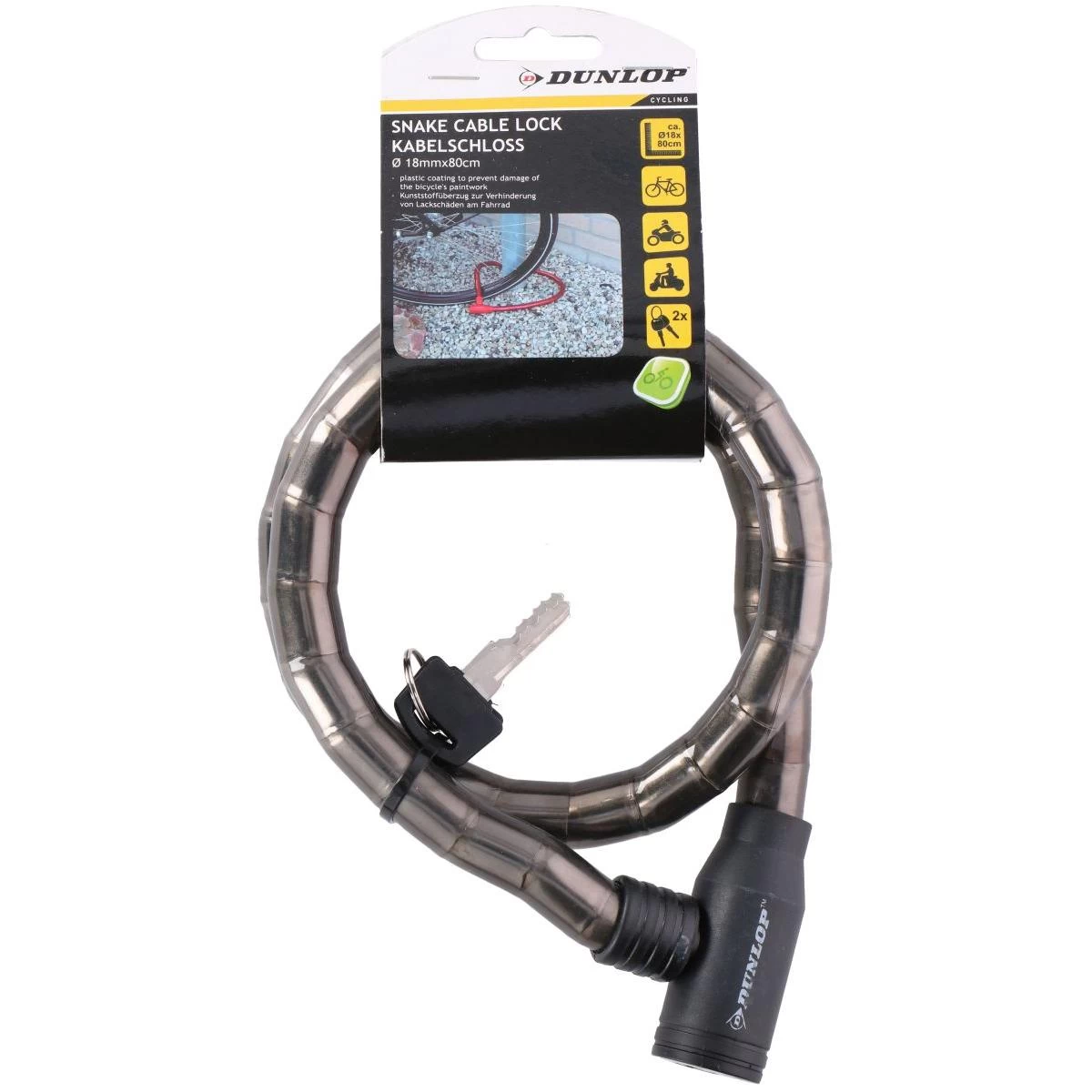 Spiralinis Didžiojo Rankenų Kelionės Kelionė 18mmx80cm Dunlop Black
