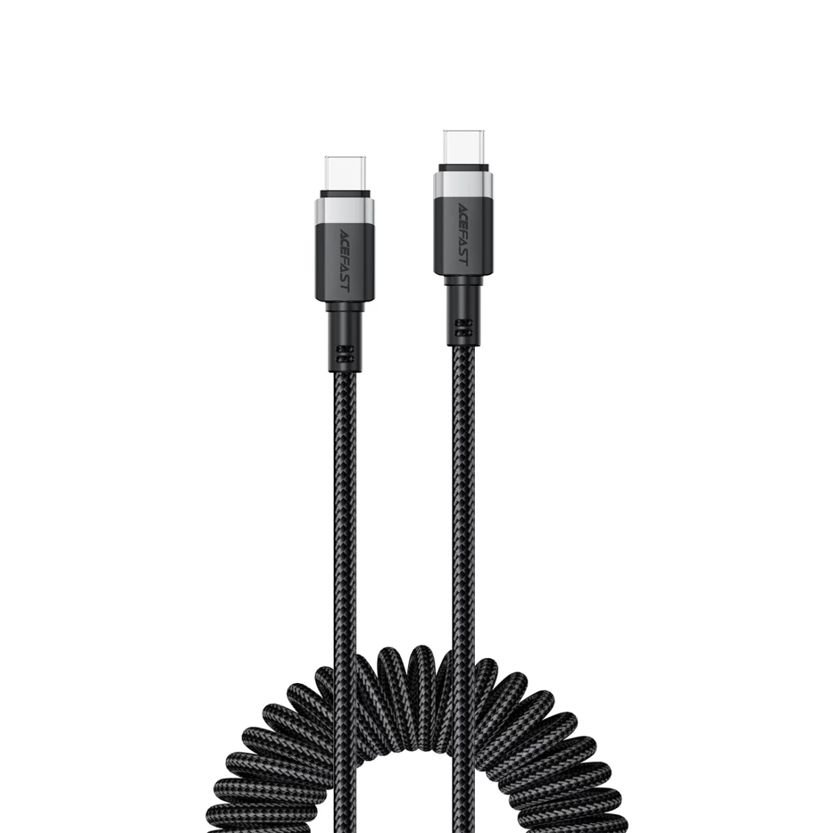 Spiralinis Usb-c Kabelis - Usb-c 480mb/s 3a 1,2 M - Juodas