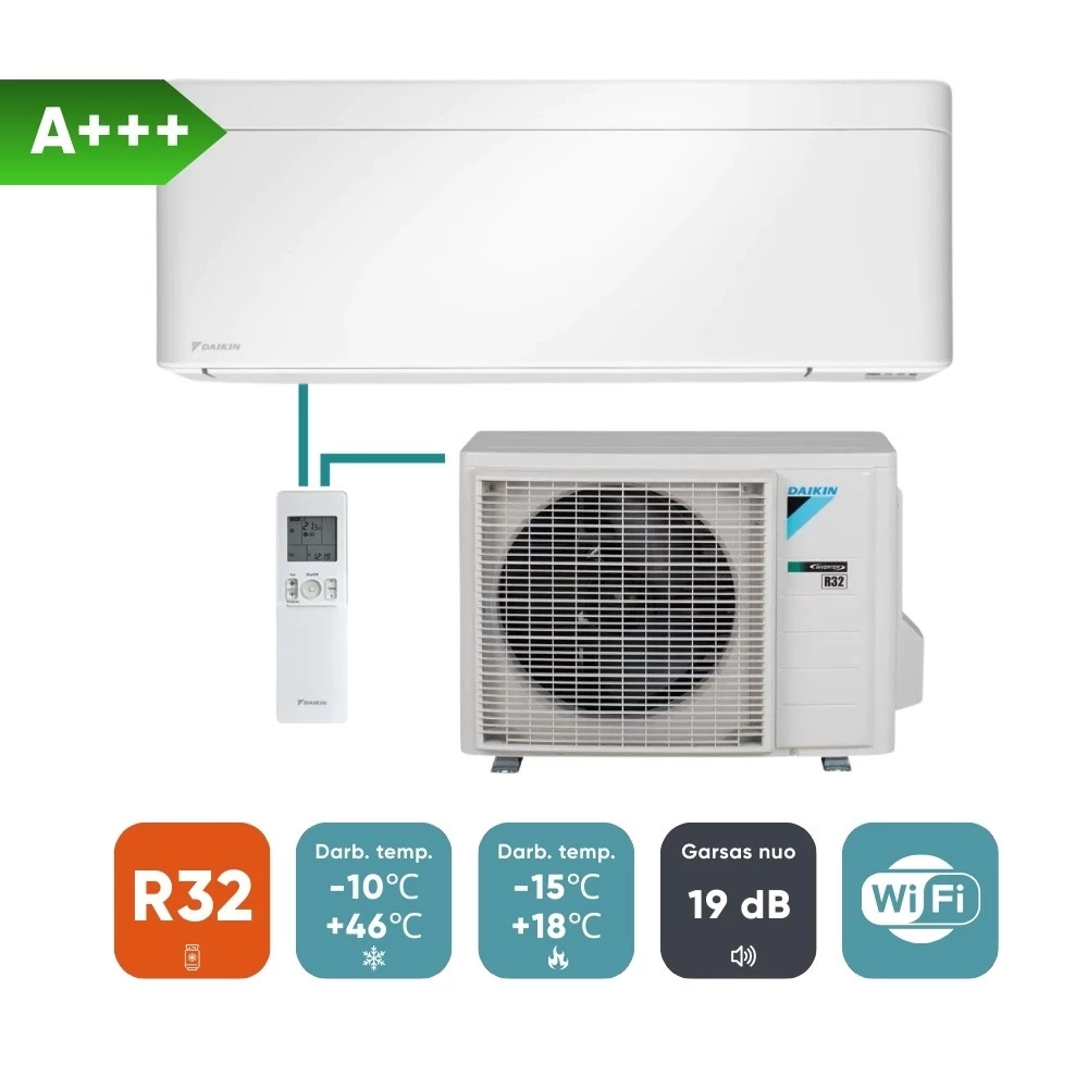 Split oro kondicionierius (oras–oras šilumos siurblys) Daikin Stylish (komplektas), baltas