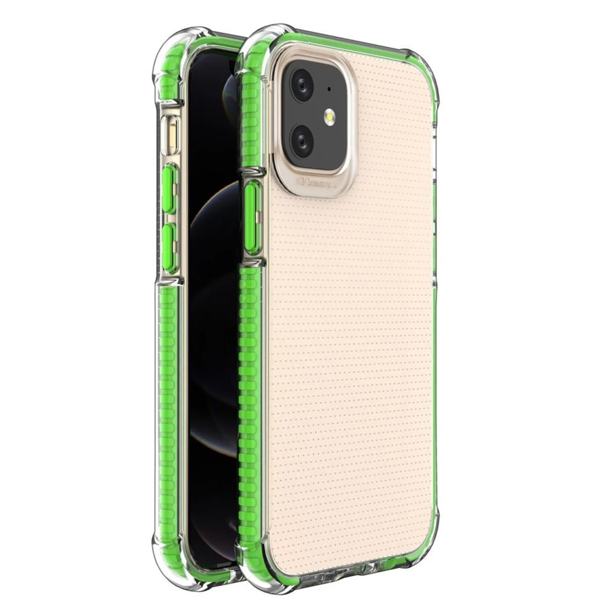 Spring Armor Gelinis Lankstus šarvuotas Dėklas Su Spalvotu Rėmeliu Iphone 12 Mini, žalias