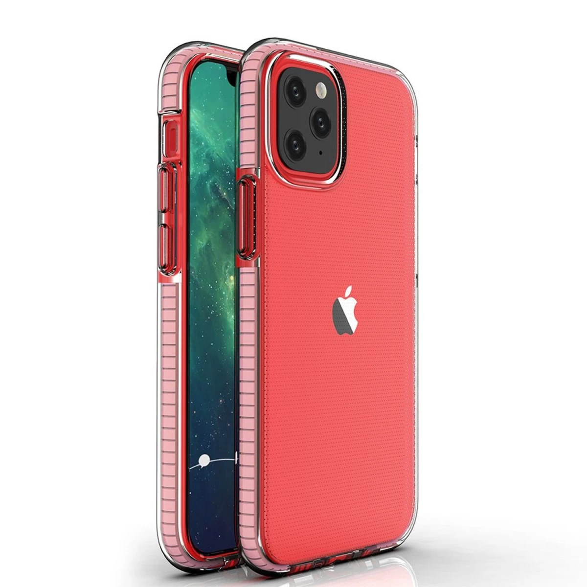 spring Case Gelinis Dėklas Su Spalvotu Rėmeliu, Skirtas iphone 12 Mini, Ryškiai Rožinės Spalvos