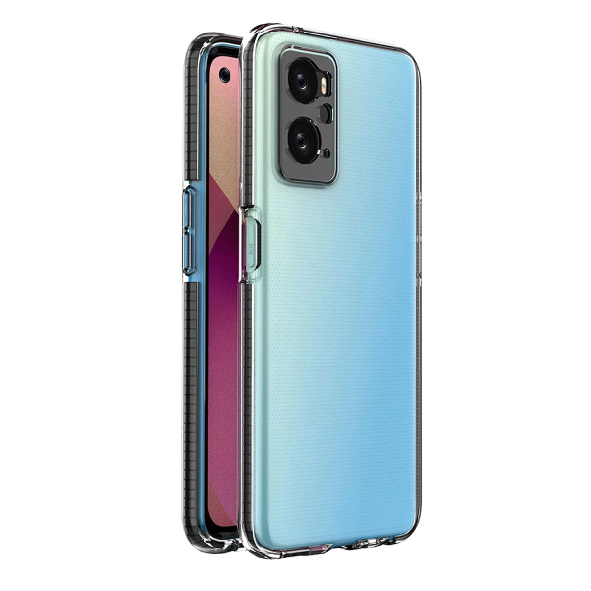 Spring Case Realme 9i, Oppo A36 / A76 / A96 Silikoninis Dėklas Su Rėmeliu Juodas